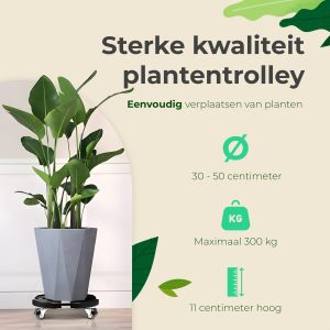 Sunny Tree Plantentrolley - Draagkracht tot 300 KG - 360 Graden Draaibare Wielen - Ø 30-50 Centimeter