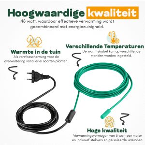Warmtekabel tegen vorst - warmteslang - 8 meter lengte